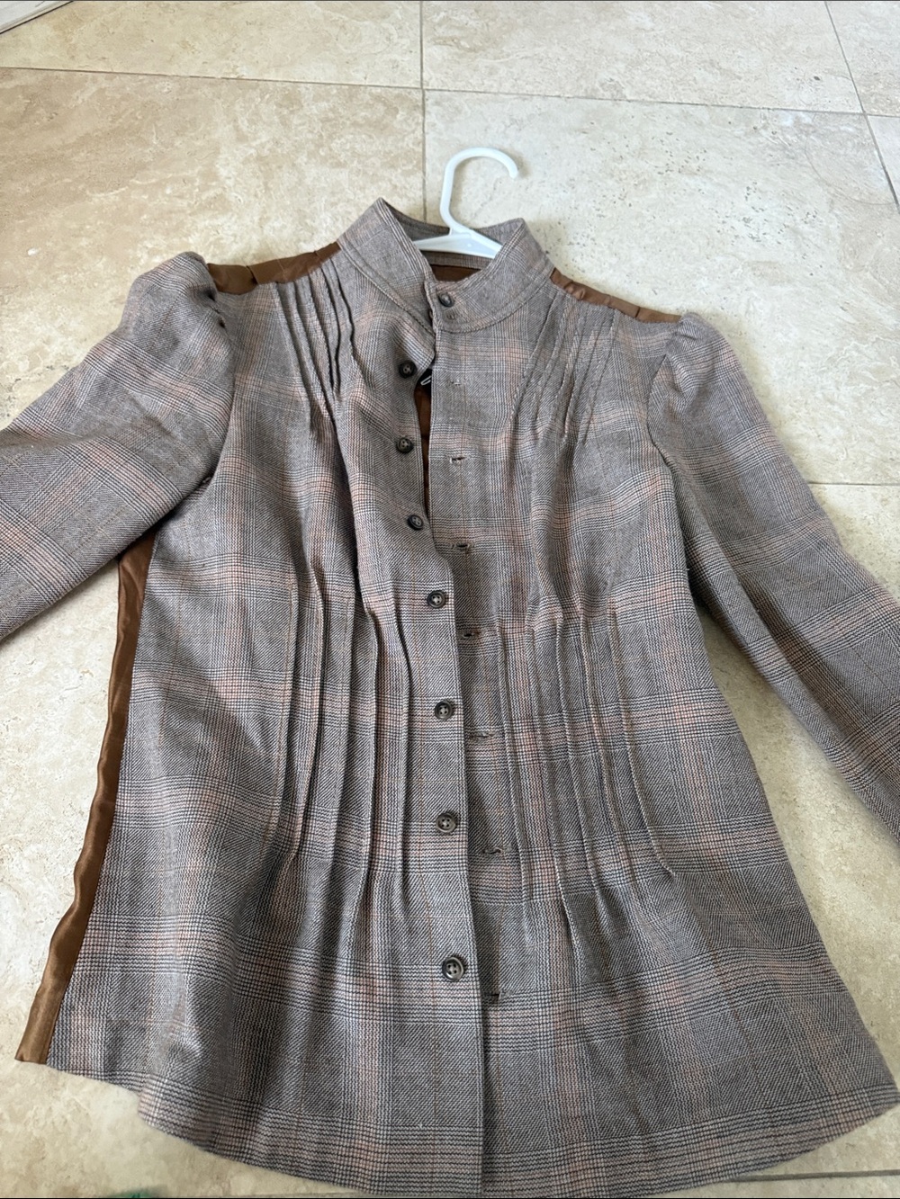 Free people Pleated Tailored Jacket in copper plaid